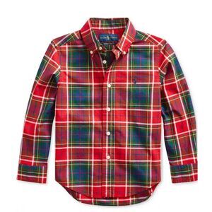 Polo Ralph Lauren Boys Plaid Cotton Poplin Shirt size M 10-12‎